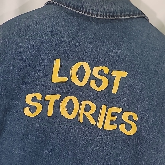 NWOT PULL&BEAR "Lost Stories" Motorcyle Biker Lined Denim Shirt Jacket - Picture 3 of 10